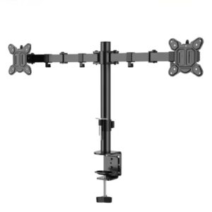 ZENO M622 DUAL MONITOR ARM CLAMP MOUNT. EACH ARM SUPPORTS UP TO 27 INCHES